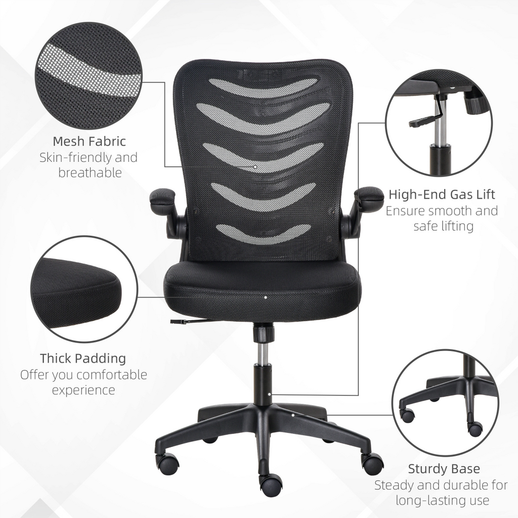 Mesh Office Chair Home Swivel Task Chair, Lumbar Support, Black