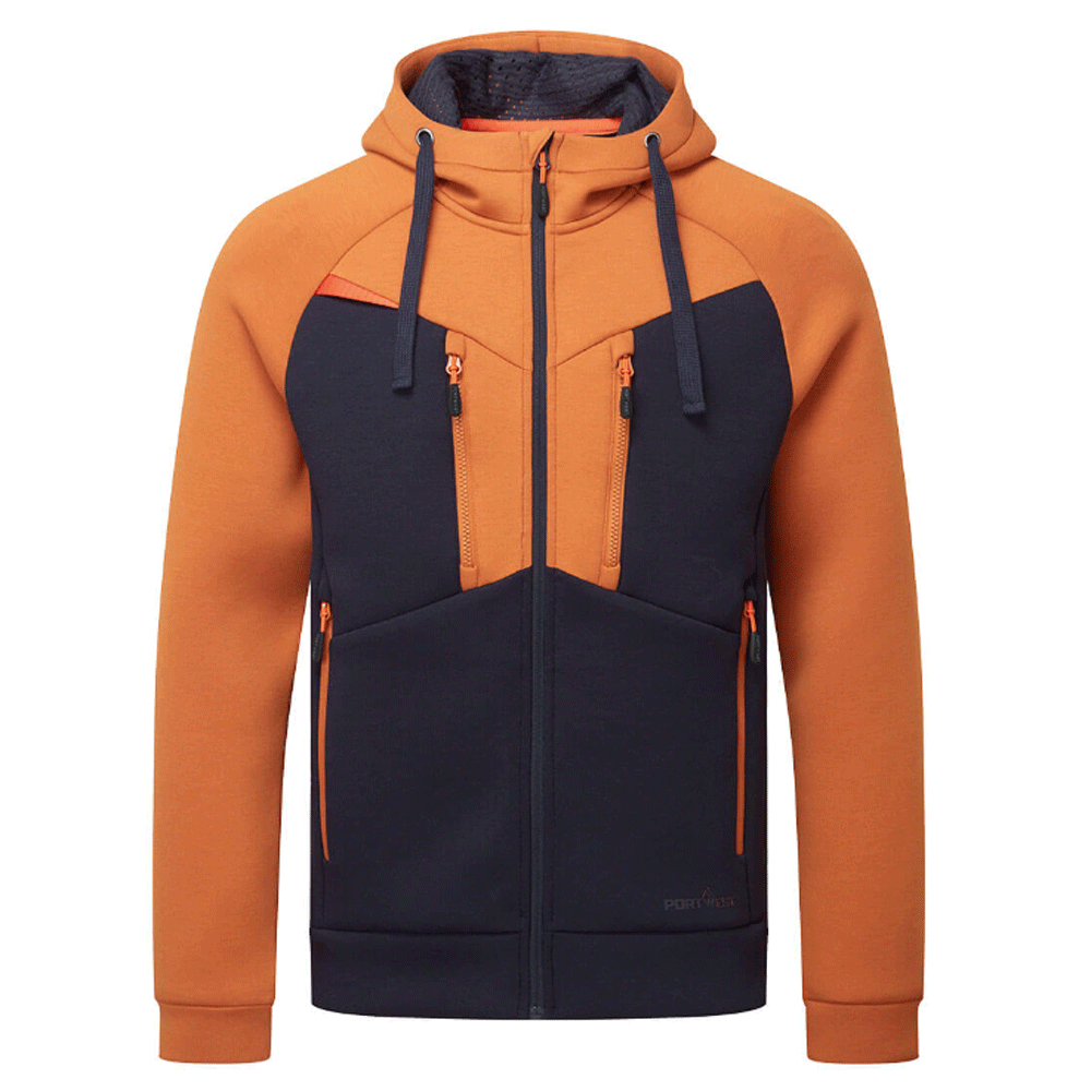 Portwest DX472 DX4 Moisture Wicking Full Zip Work Hoodie Various Colours Rust