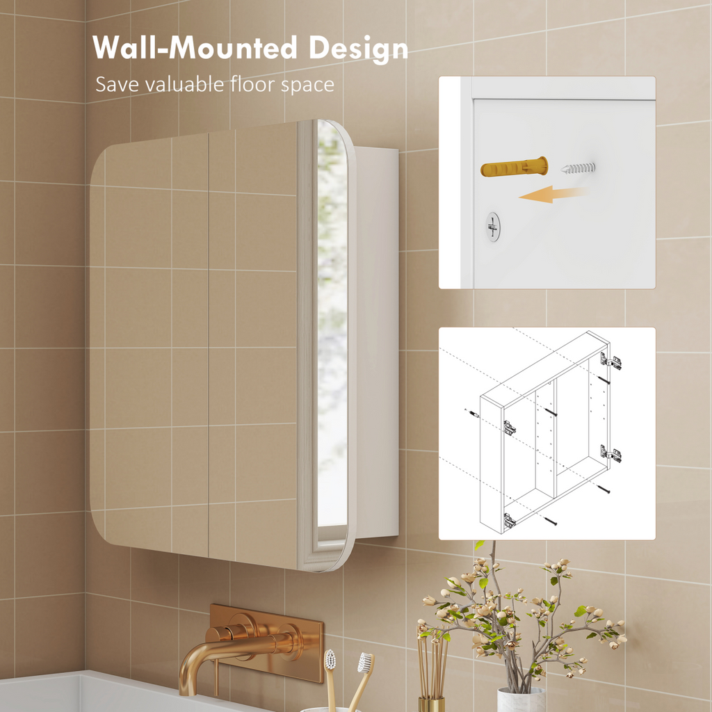 Arched Bathroom Mirror Cabinet, Wall Mounted