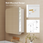 Arched Bathroom Mirror Cabinet, Wall Mounted
