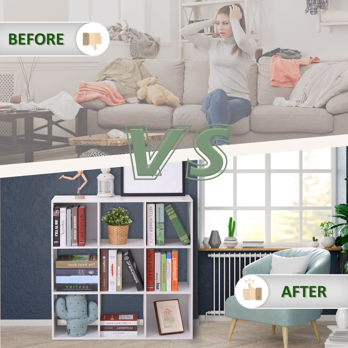 9 Cube Storage Cupboard Bookcase Bookshelf Home Office, White