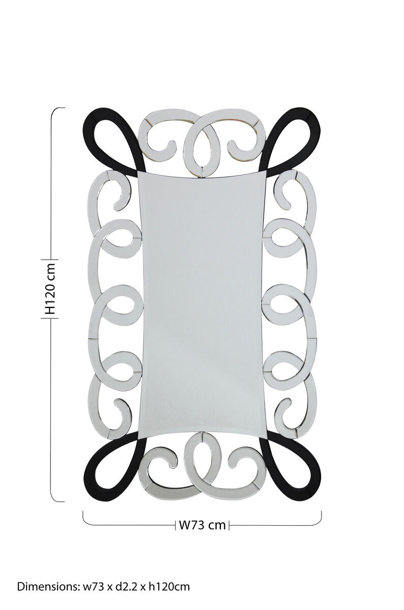 Black and Silver Scroll Design Wall Mirror