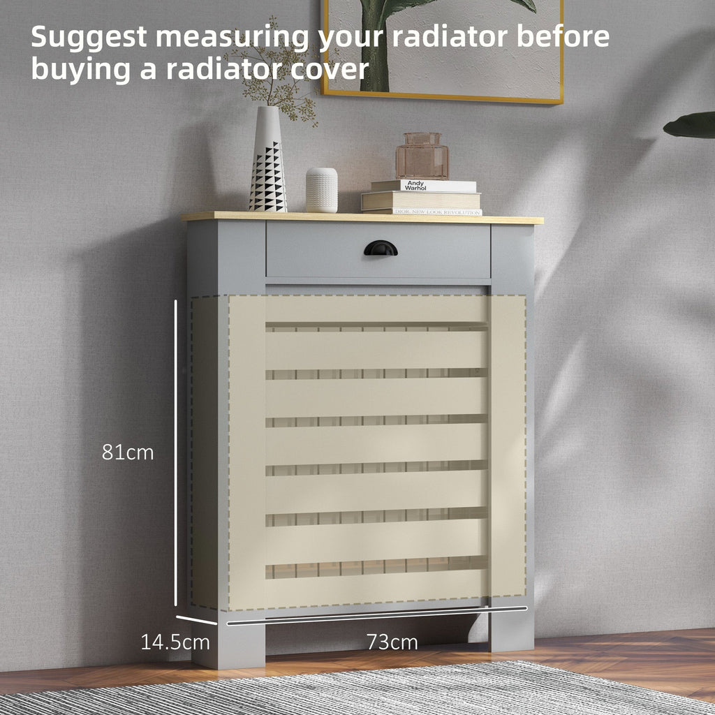 Radiator Cover with Drawer, Horizontal Slat, 78cm