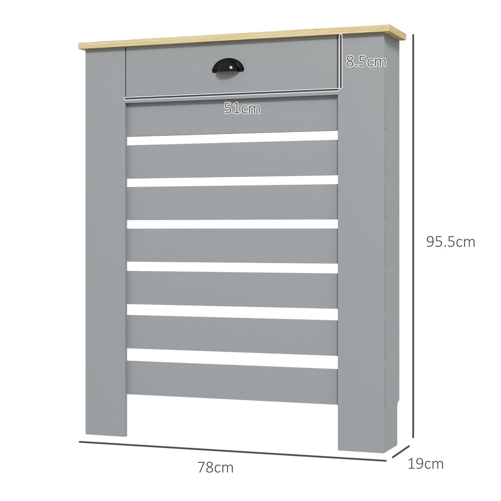 Radiator Cover with Drawer, Horizontal Slat, 78cm