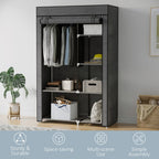 Fabric Wardrobe w/ Shelves Hanging Rail Foldable Closets