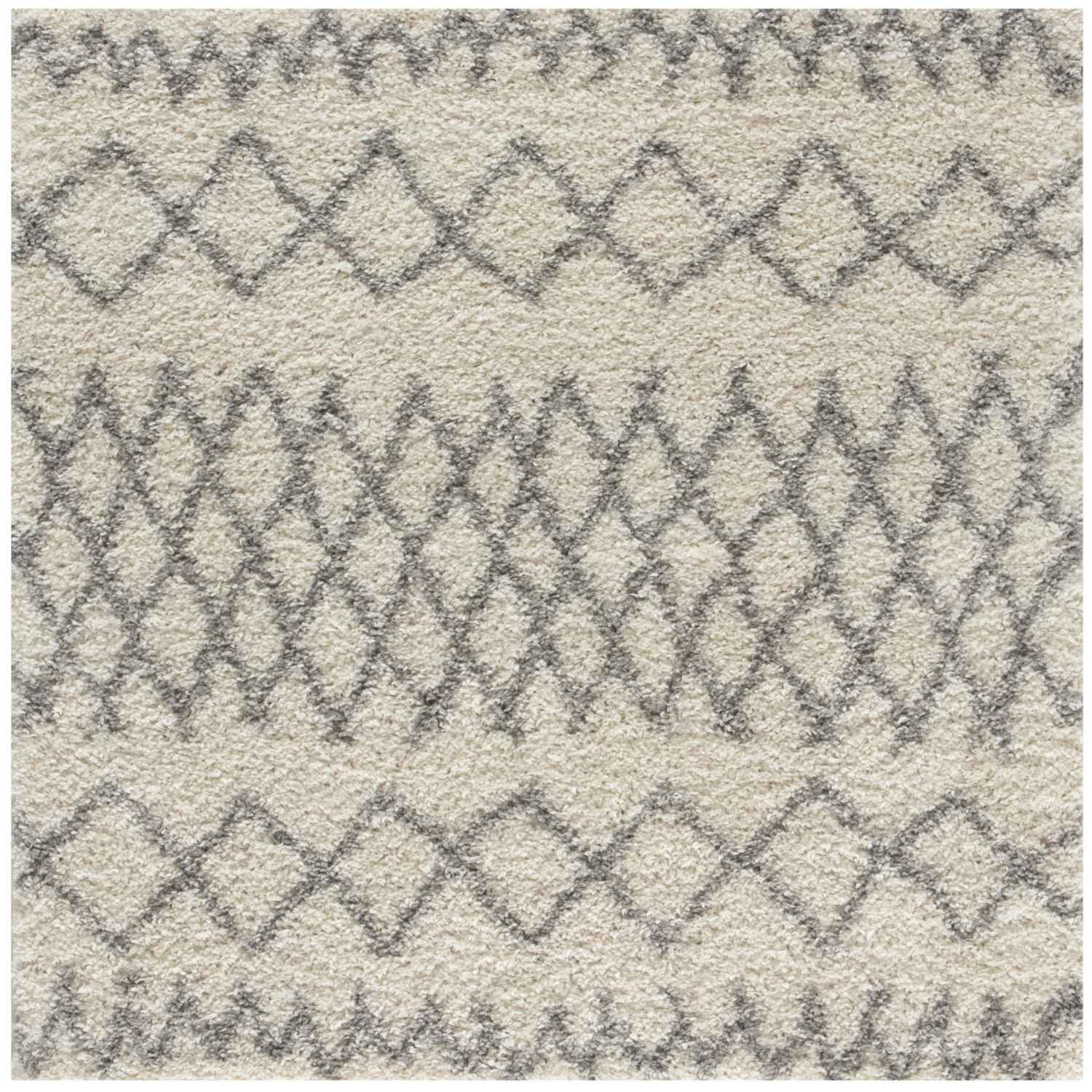 Moroccan Ivory Grey Shaggy Rug