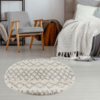 Moroccan Ivory Grey Shaggy Rug