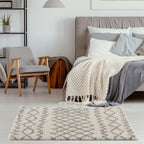 Moroccan Ivory Grey Shaggy Rug