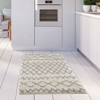 Moroccan Ivory Grey Shaggy Rug
