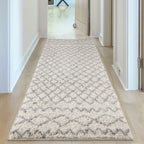 Moroccan Ivory Grey Shaggy Rug