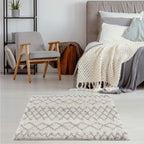 Moroccan Ivory Grey Shaggy Rug