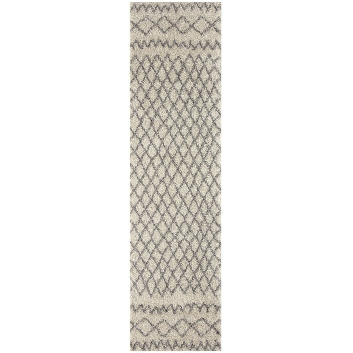 Moroccan Ivory Grey Shaggy Rug 80X300 cm