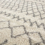 Moroccan Ivory Grey Shaggy Rug