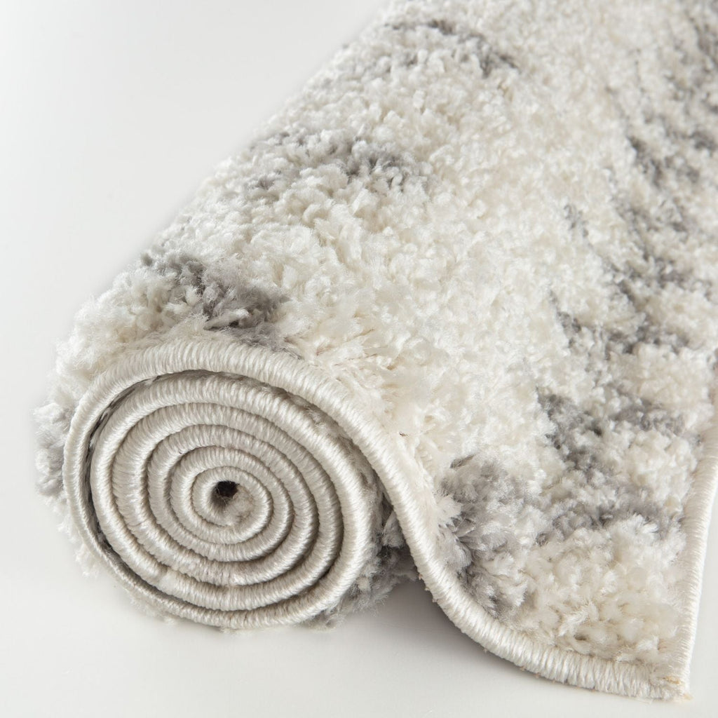 Moroccan Ivory Grey Shaggy Rug