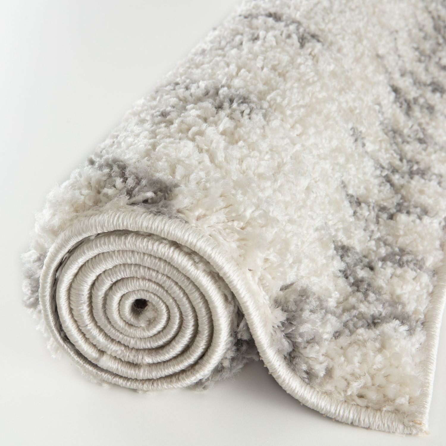 Moroccan Ivory Grey Shaggy Rug