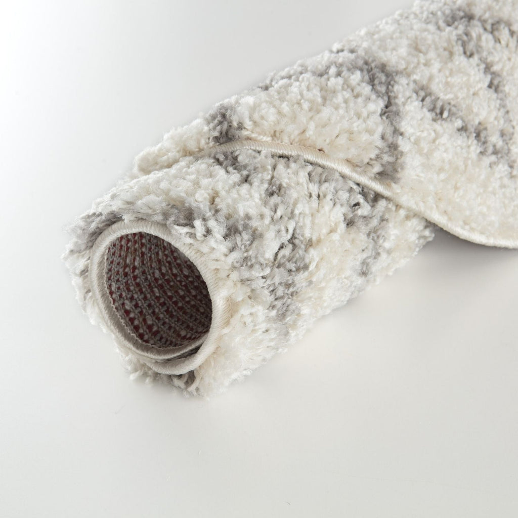 Moroccan Ivory Grey Shaggy Rug