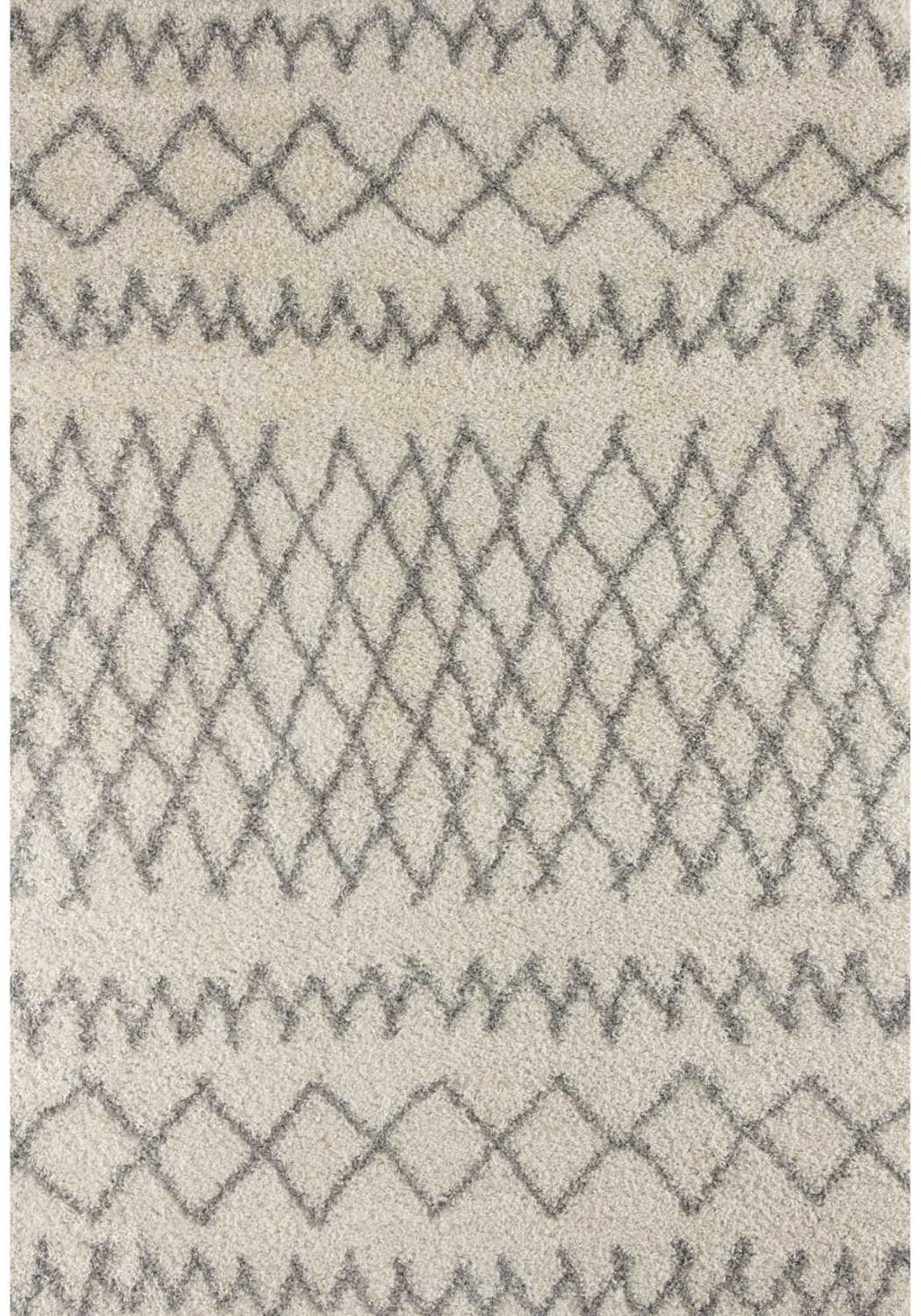 Moroccan Ivory Grey Shaggy Rug
