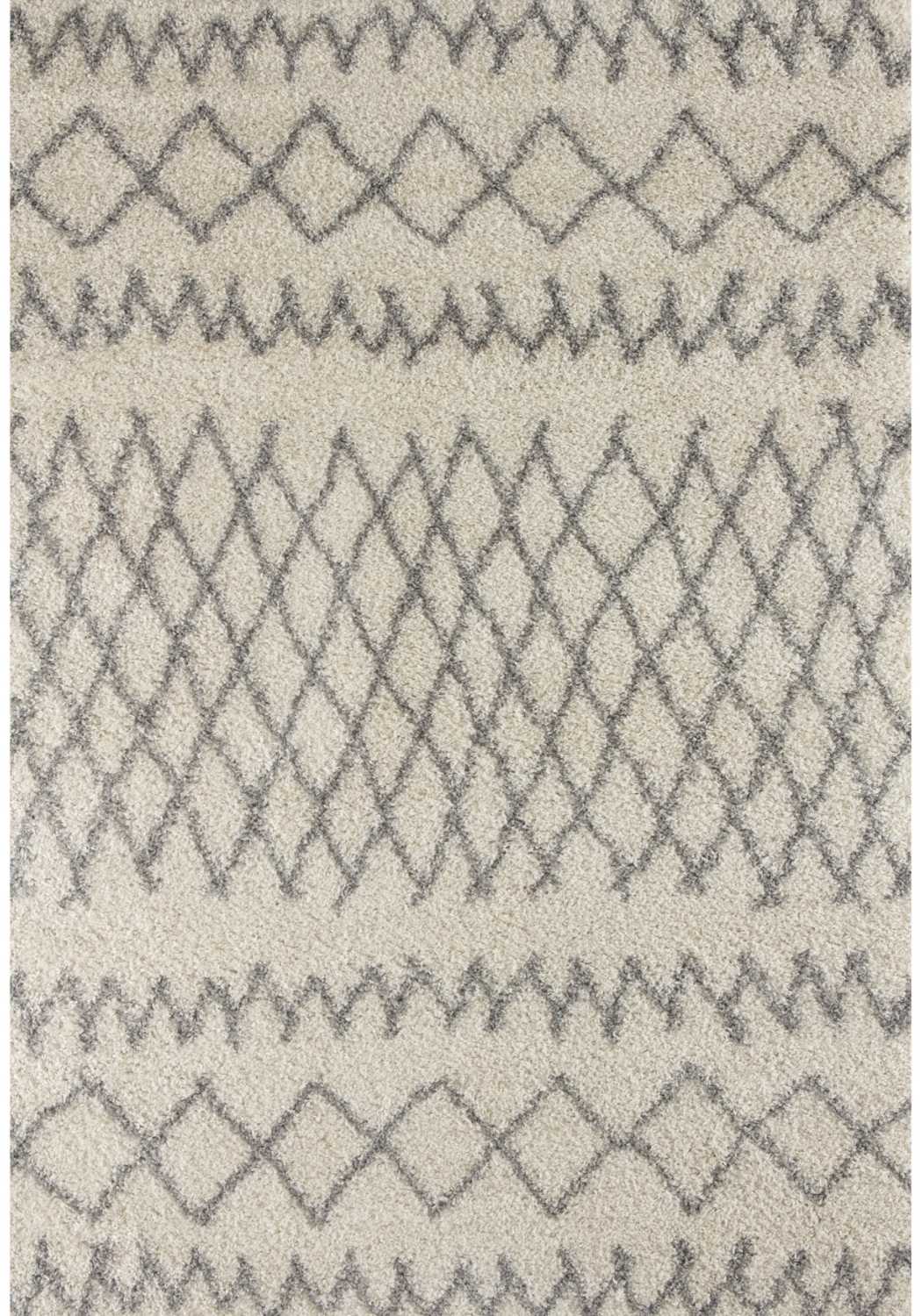 Moroccan Ivory Grey Shaggy Rug