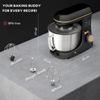 Electric Stand Mixer, 4.5L Food Mixer with Dough Hook, Whisk
