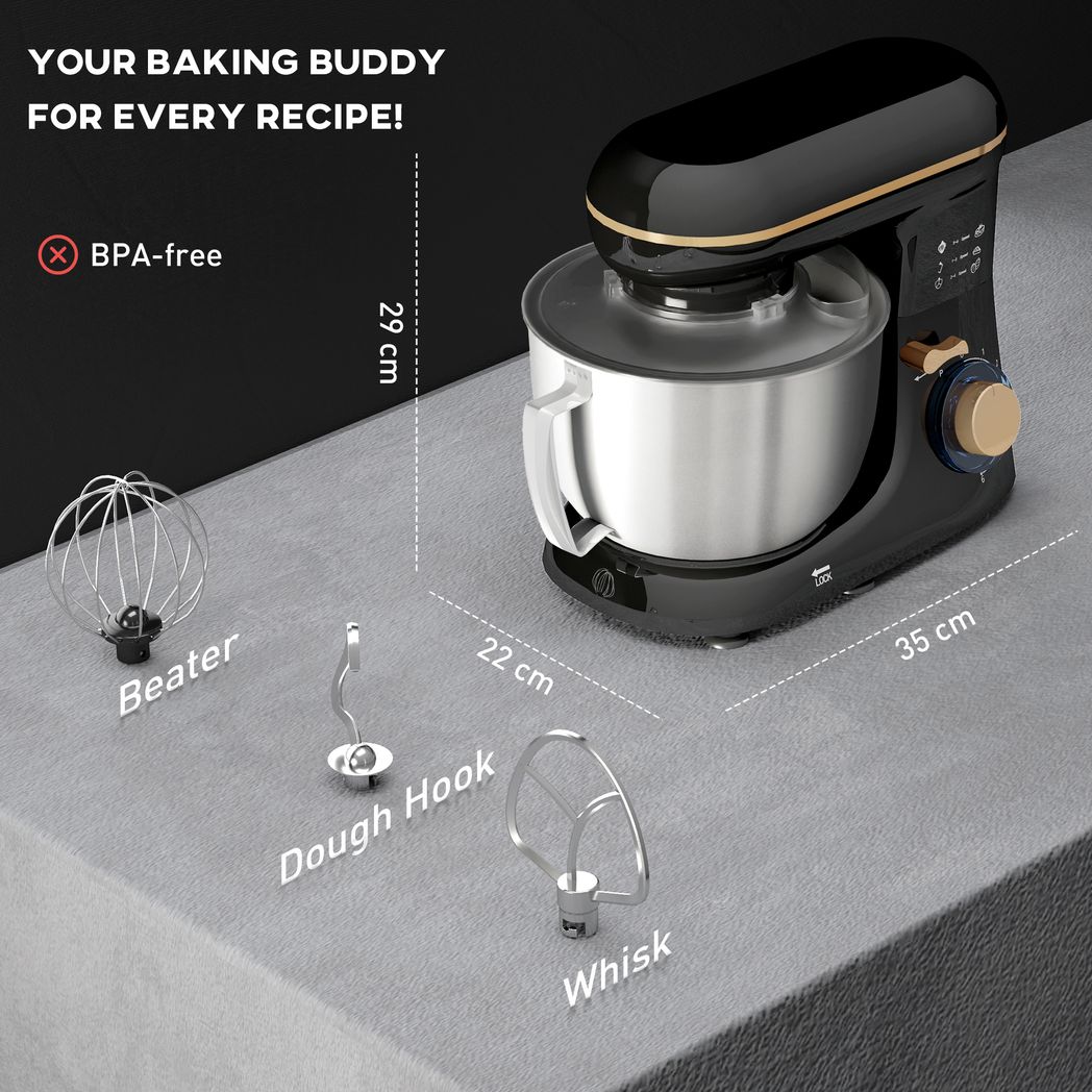 Electric Stand Mixer, 4.5L Food Mixer with Dough Hook, Whisk