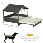 Extendable Rattan Dog House with Water-Resistant Roof, Cushion