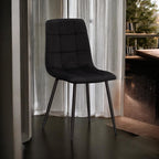 Tufted Fabric Metal Chair - L52 x W44 x H86 cm - Black