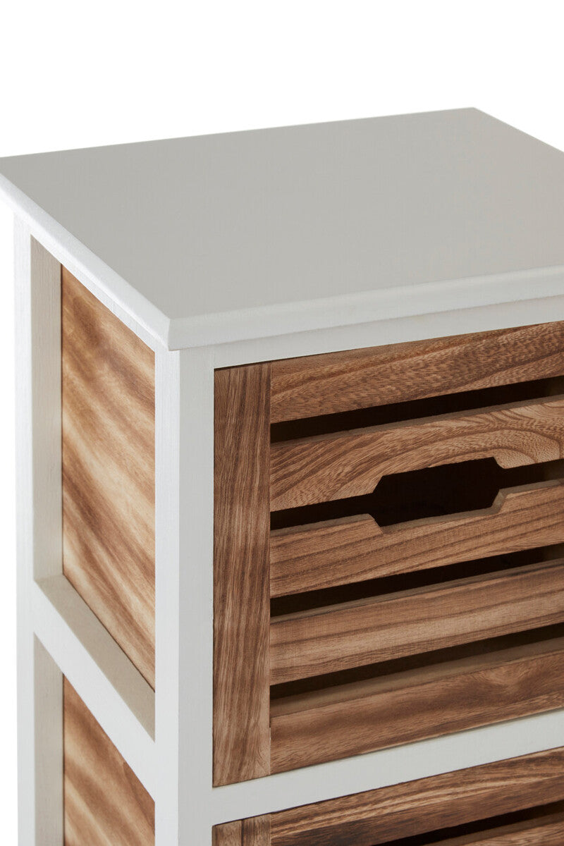 Natural and White Wooden 2 Drawer Chest