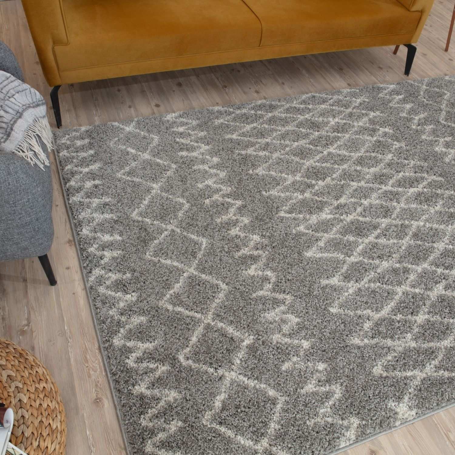 Moroccan Grey Shaggy Rug