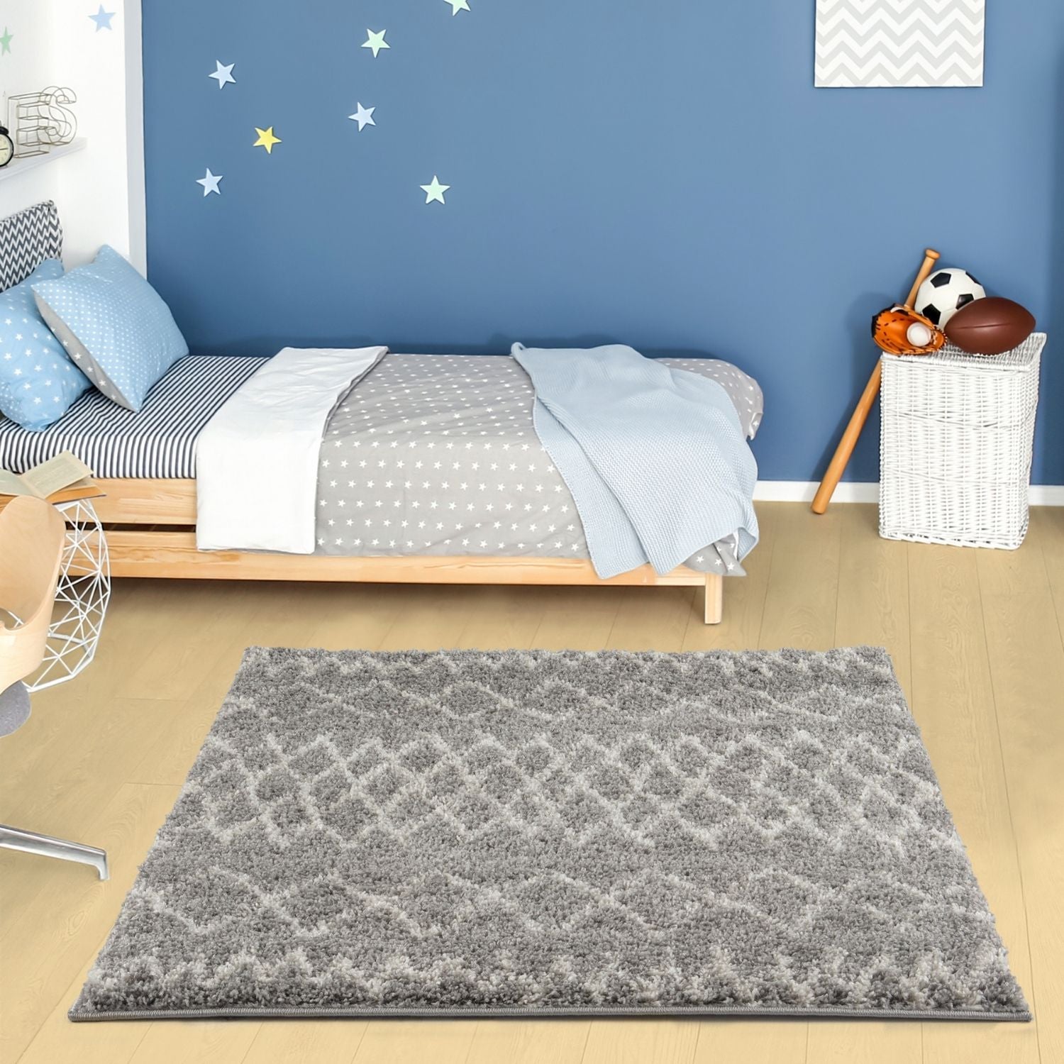 Moroccan Grey Shaggy Rug