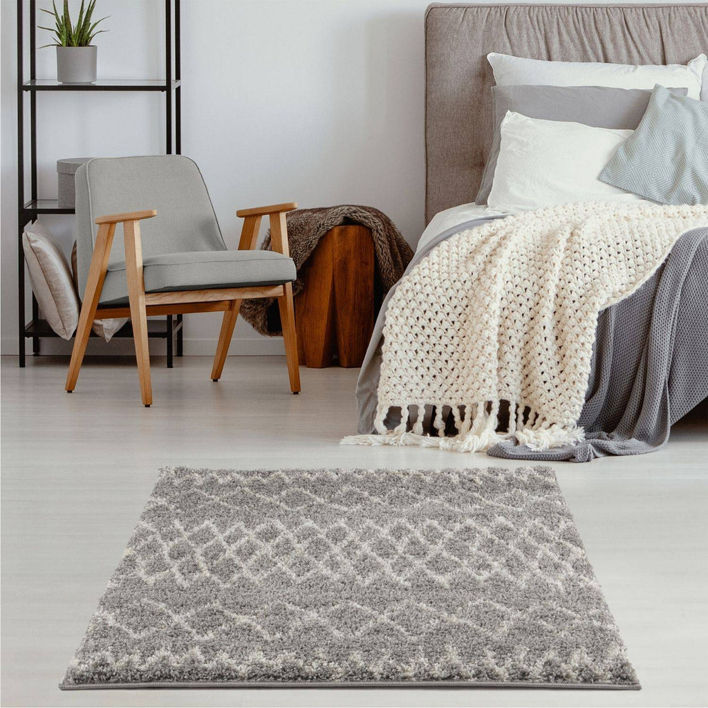 Moroccan Grey Shaggy Rug
