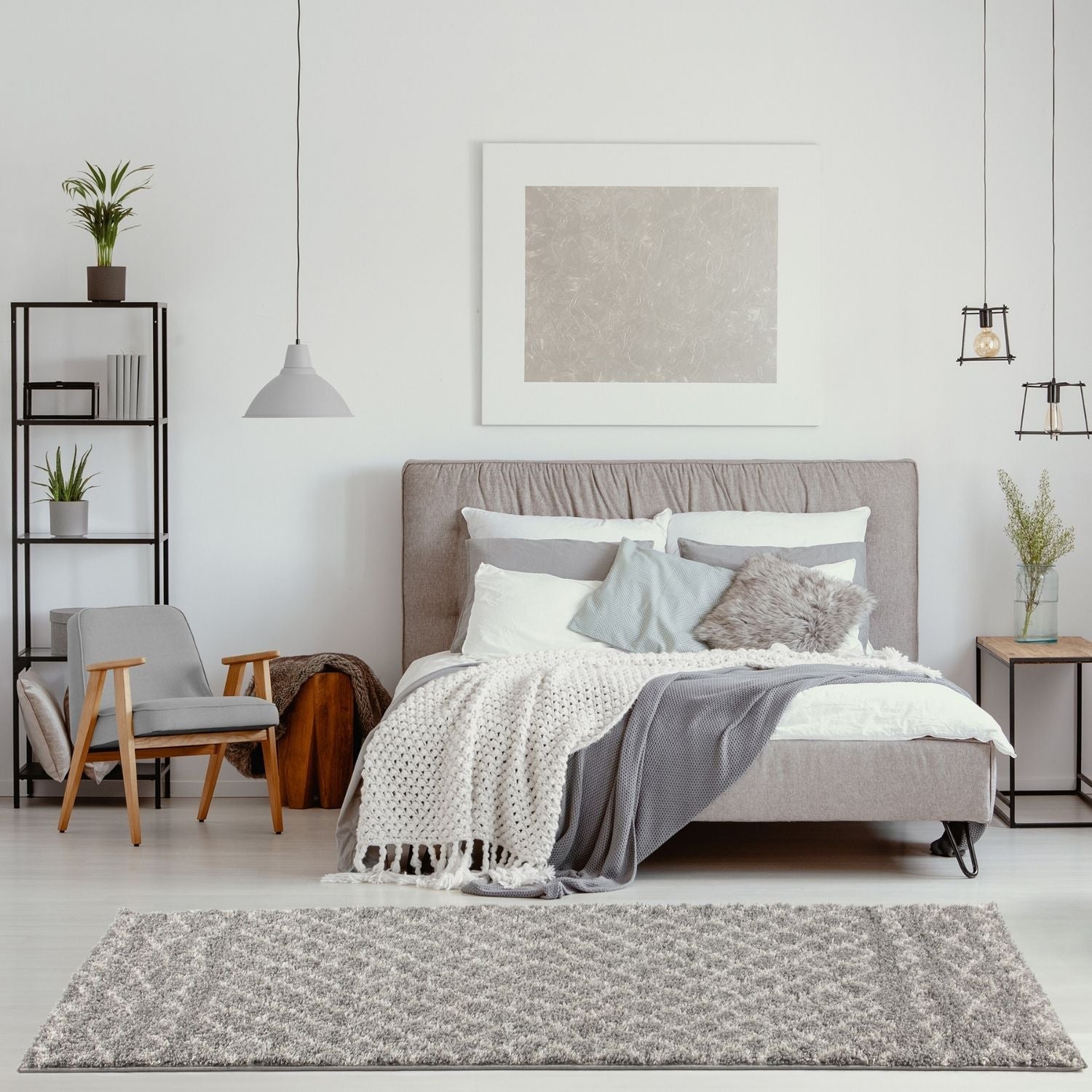 Moroccan Grey Shaggy Rug
