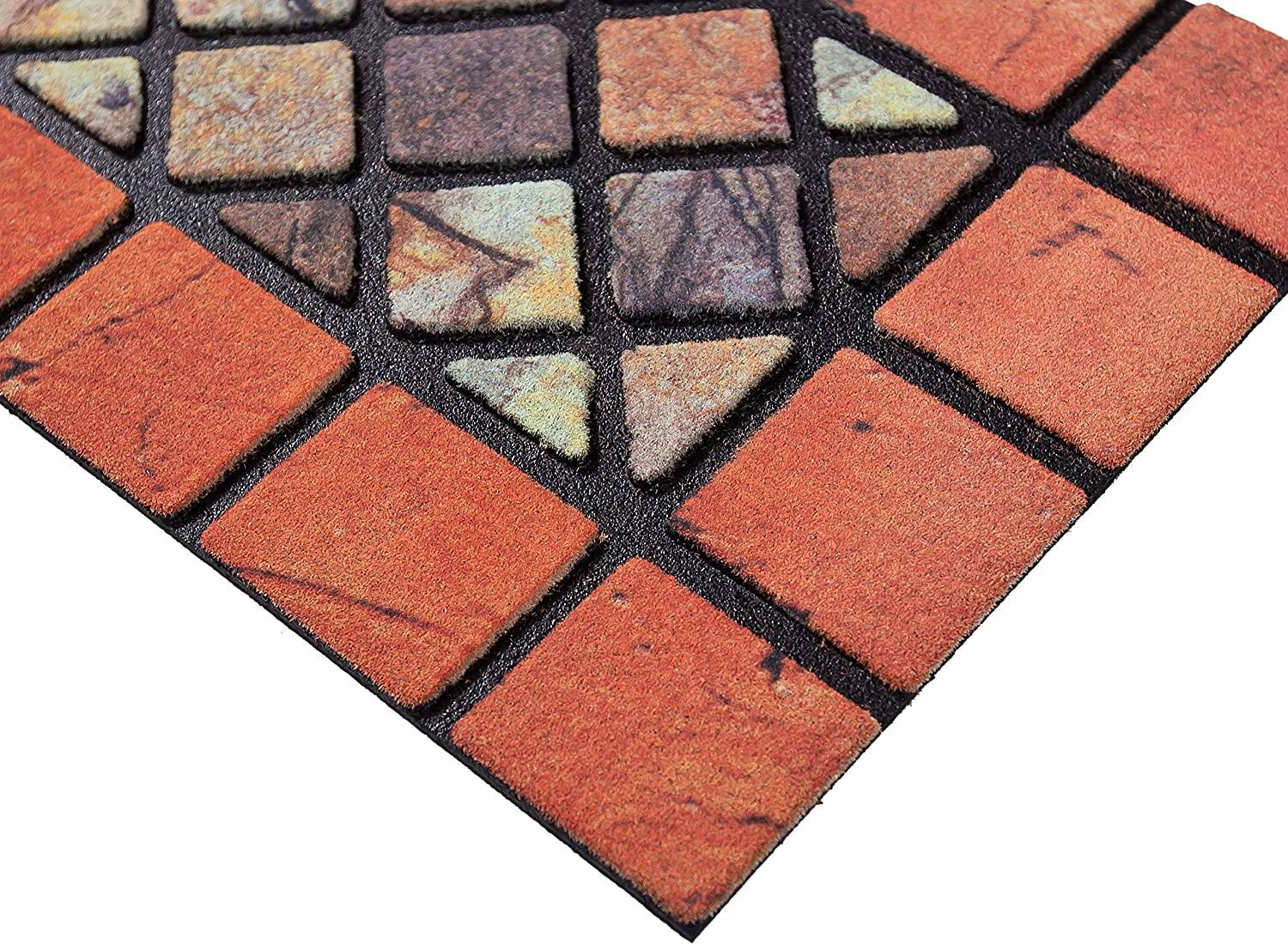 Eco-Friendly Recycled Rubber Step Mat - Red Border