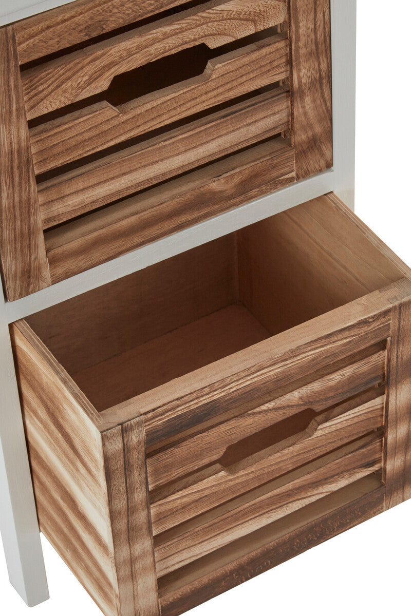 Natural and White Wooden 2 Drawer Chest