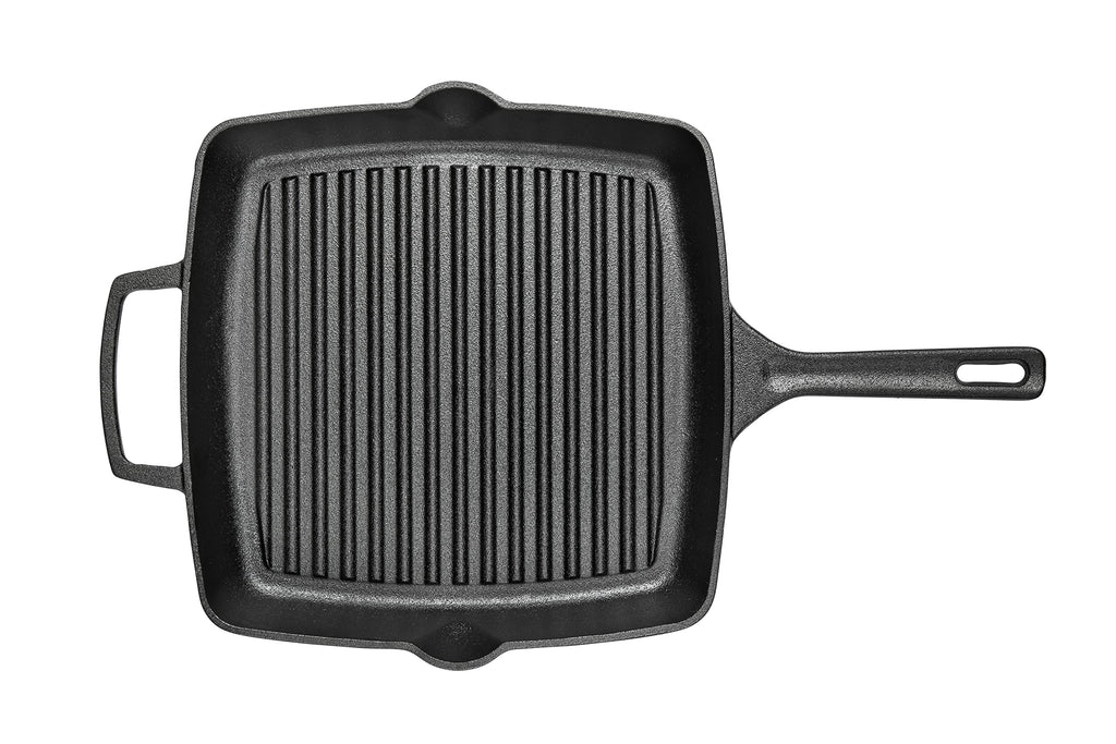 Cast Iron Griddle Pan - Pre Seasoned Square Cast Iron Pan 25cm, Induction suitable, BBQ & Oven Safe, Toxin Free Cast Iron Skillet