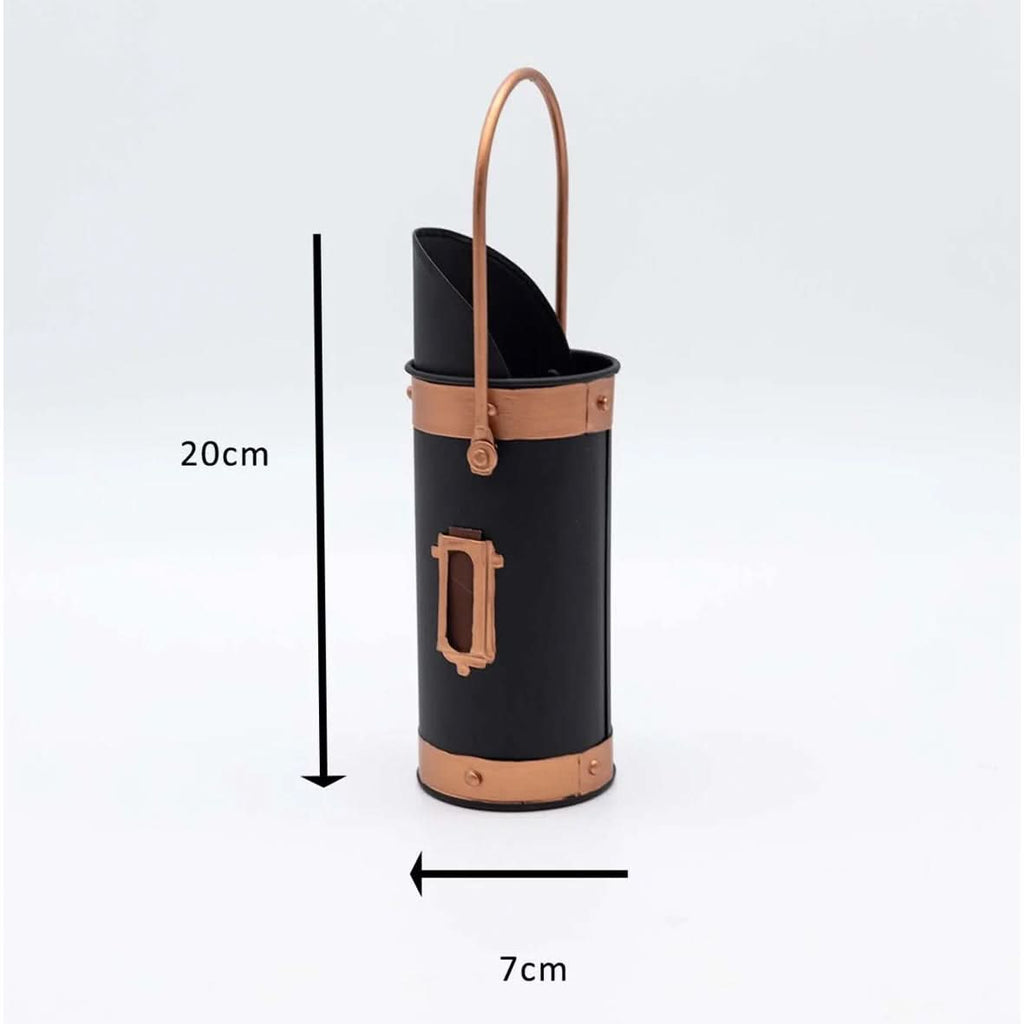 Fireside Coal Bucket & Match Canister - Black and Bronze