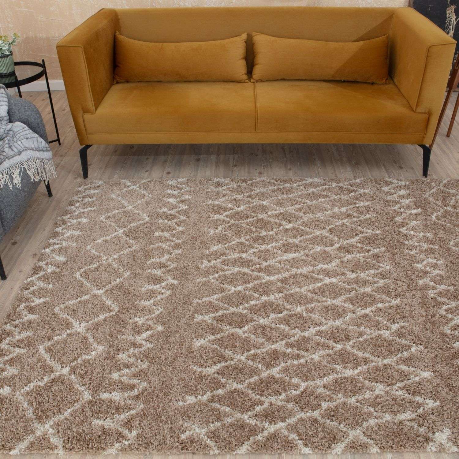 Moroccan Beige Shaggy Rug