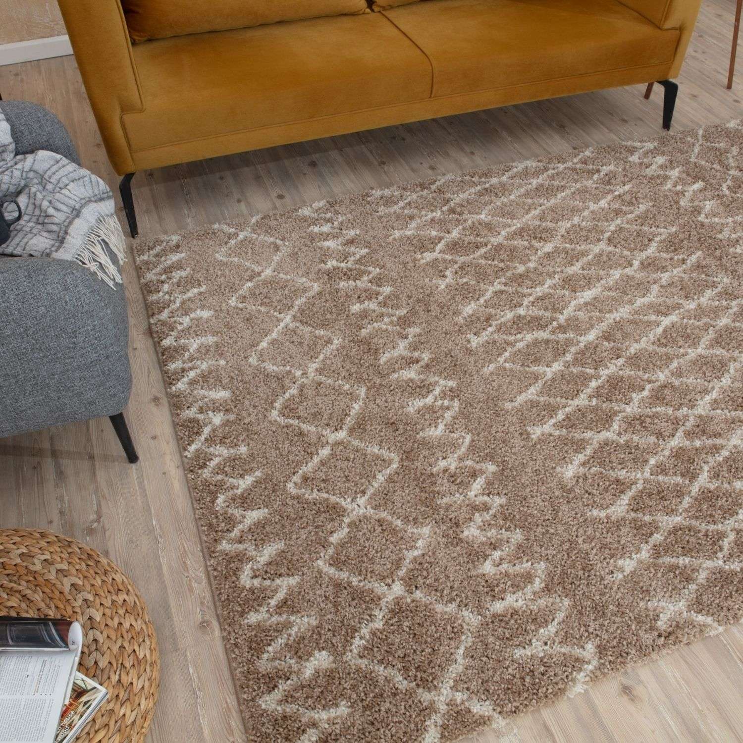 Moroccan Beige Shaggy Rug