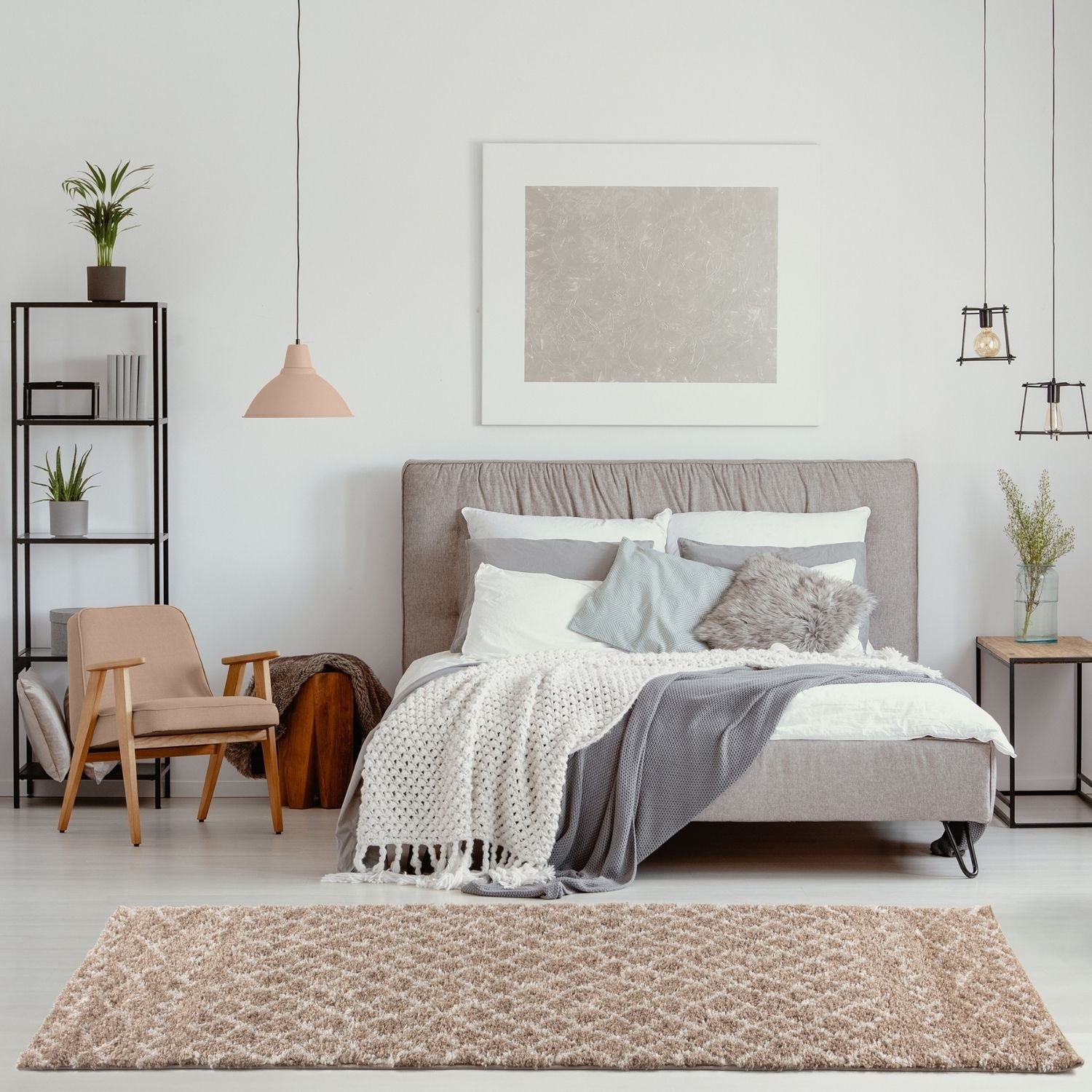 Moroccan Beige Shaggy Rug