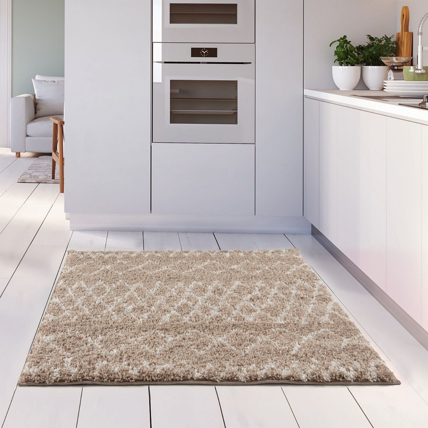 Moroccan Beige Shaggy Rug