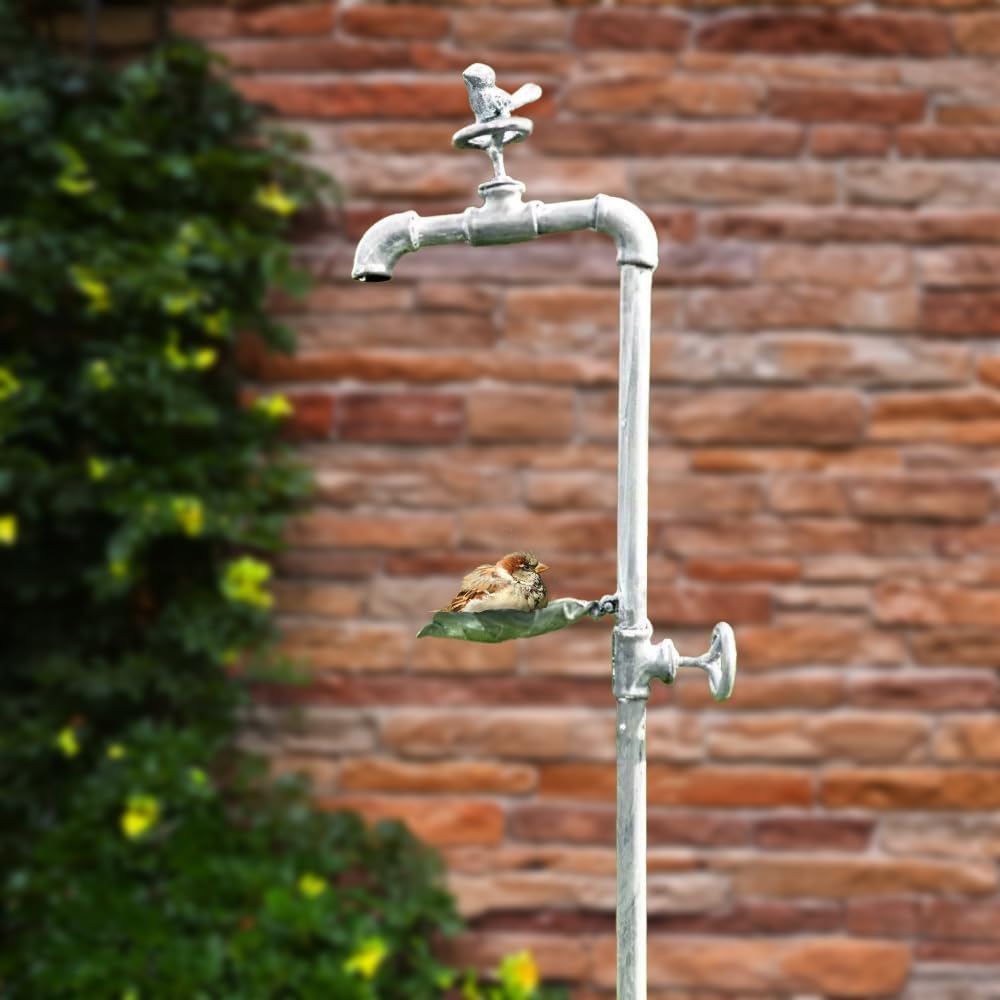 Rustic Bird Bath and Feeder Freestanding Garden Stake 92cm