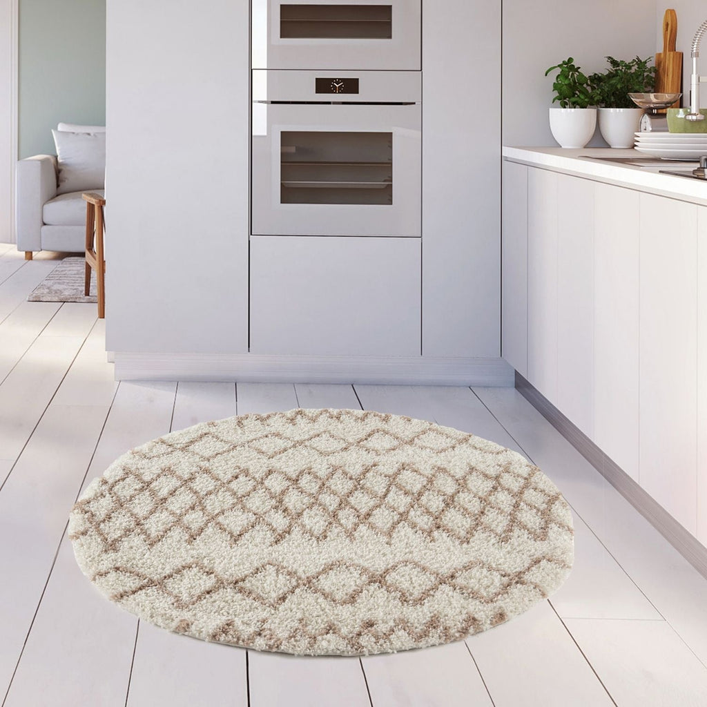 Moroccan Ivory Beige Shaggy Rug
