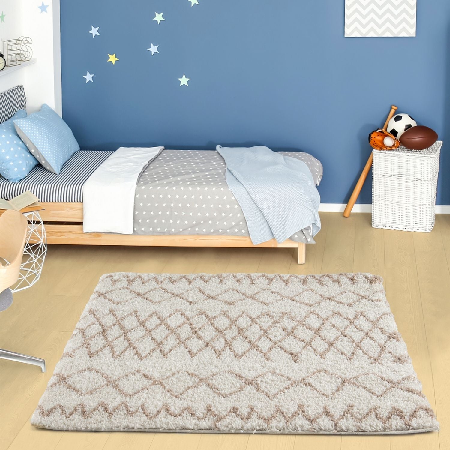 Moroccan Ivory Beige Shaggy Rug