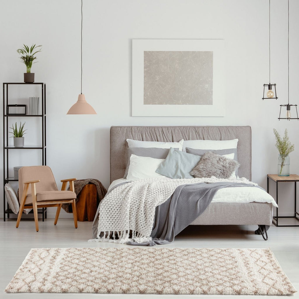Moroccan Ivory Beige Shaggy Rug