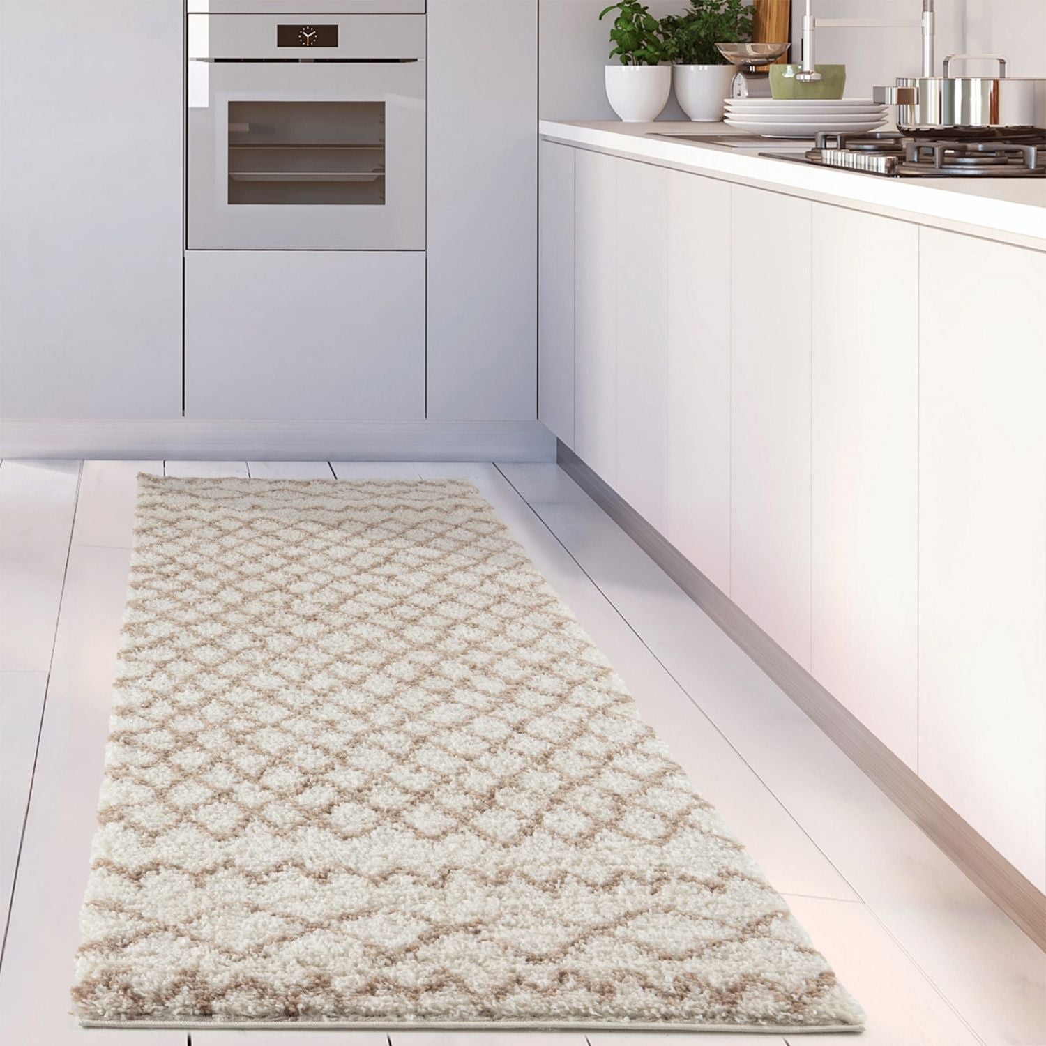 Moroccan Ivory Beige Shaggy Rug