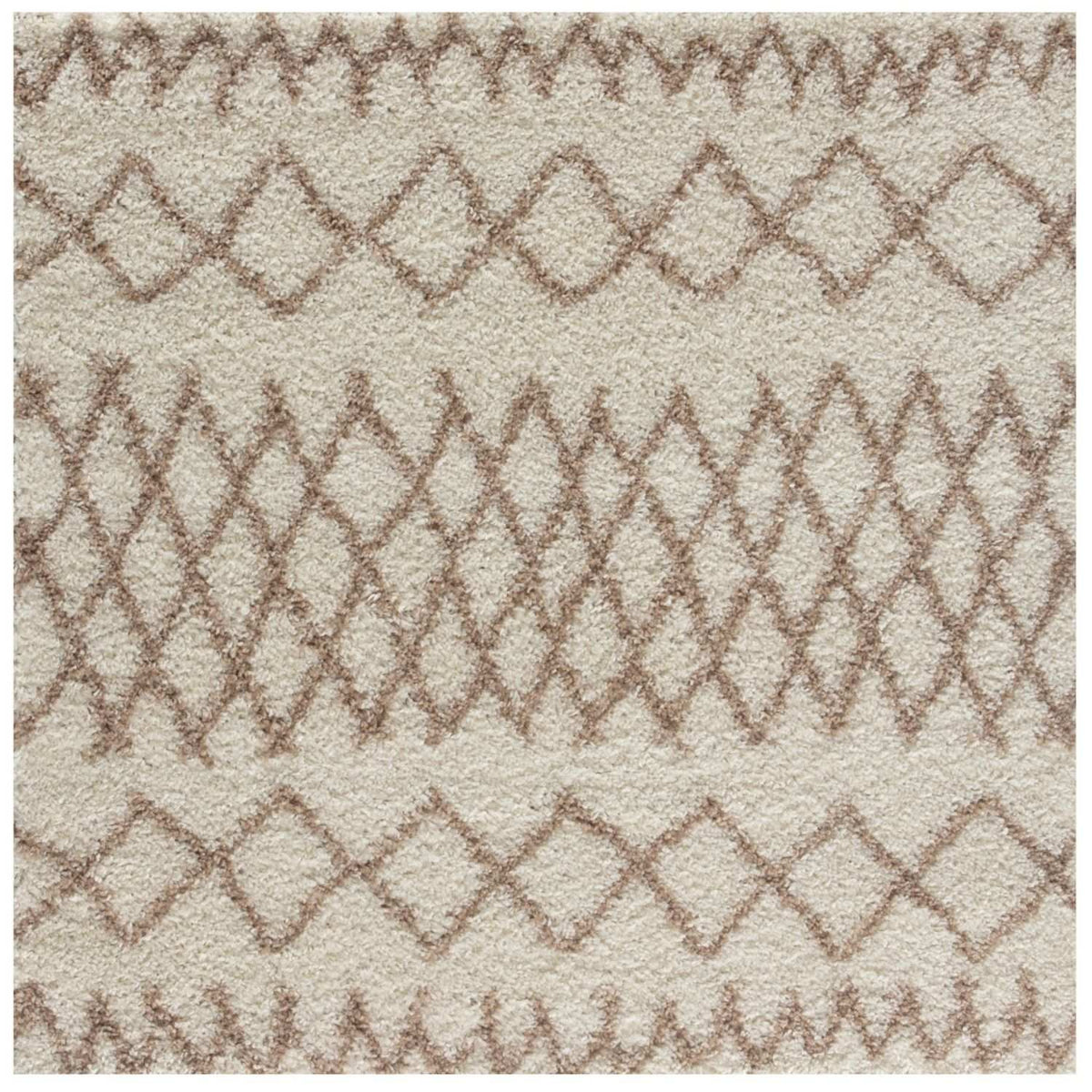 Moroccan Ivory Beige Shaggy Rug 120X120 cm