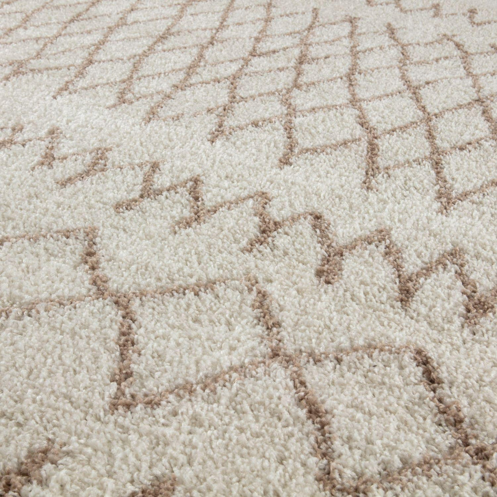 Moroccan Ivory Beige Shaggy Rug