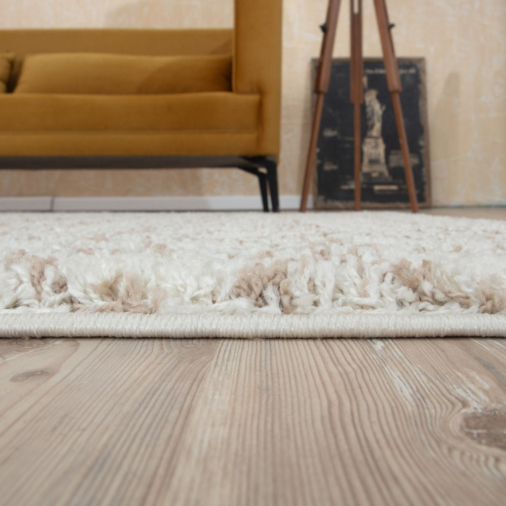 Moroccan Ivory Beige Shaggy Rug
