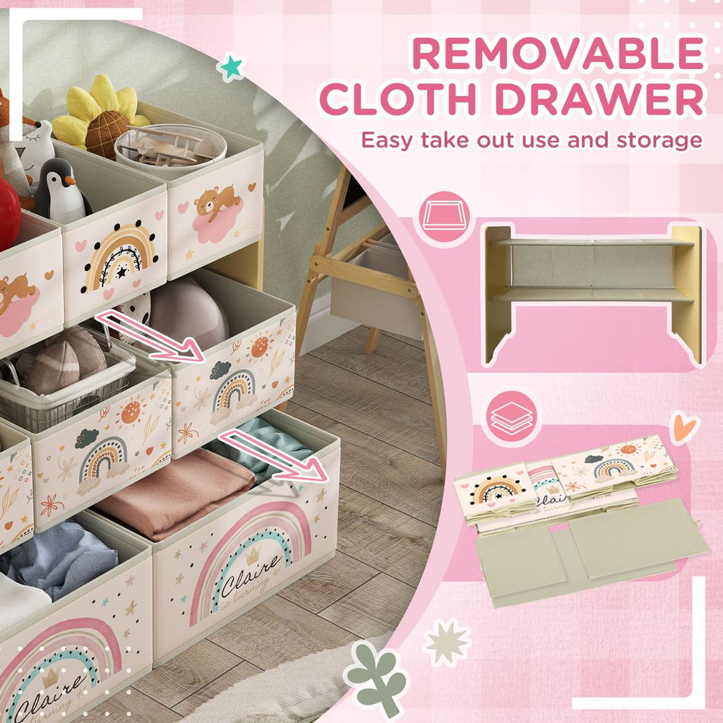 3-Tier Toy Organiser Shelf with 9 Storage Boxes for Bedroom