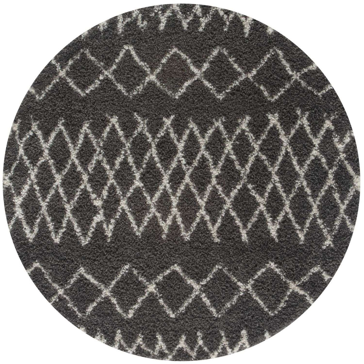 Moroccan Dark Grey Shaggy Rug Ø 120 cm
