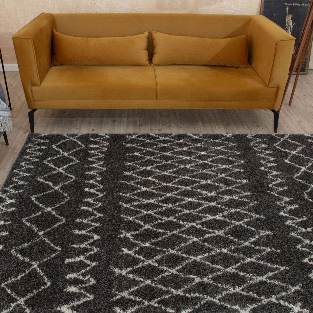 Moroccan Dark Grey Shaggy Rug